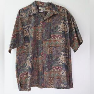 Tori Richard Honolulu Men 2XL Aloha Hawaiian Shirt Floral Leaf Cotton Lawn